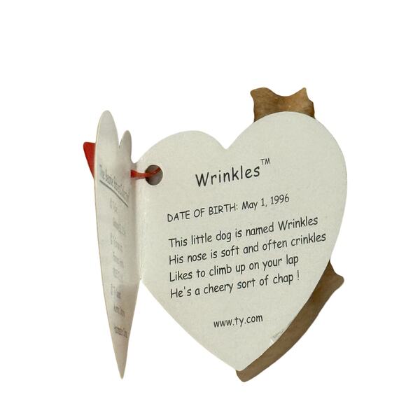 VTG Ty Beanie Baby/Attic Treasure Plush "Wrinkles Dog" Animal Toy 1996 - Picture 2 of 3